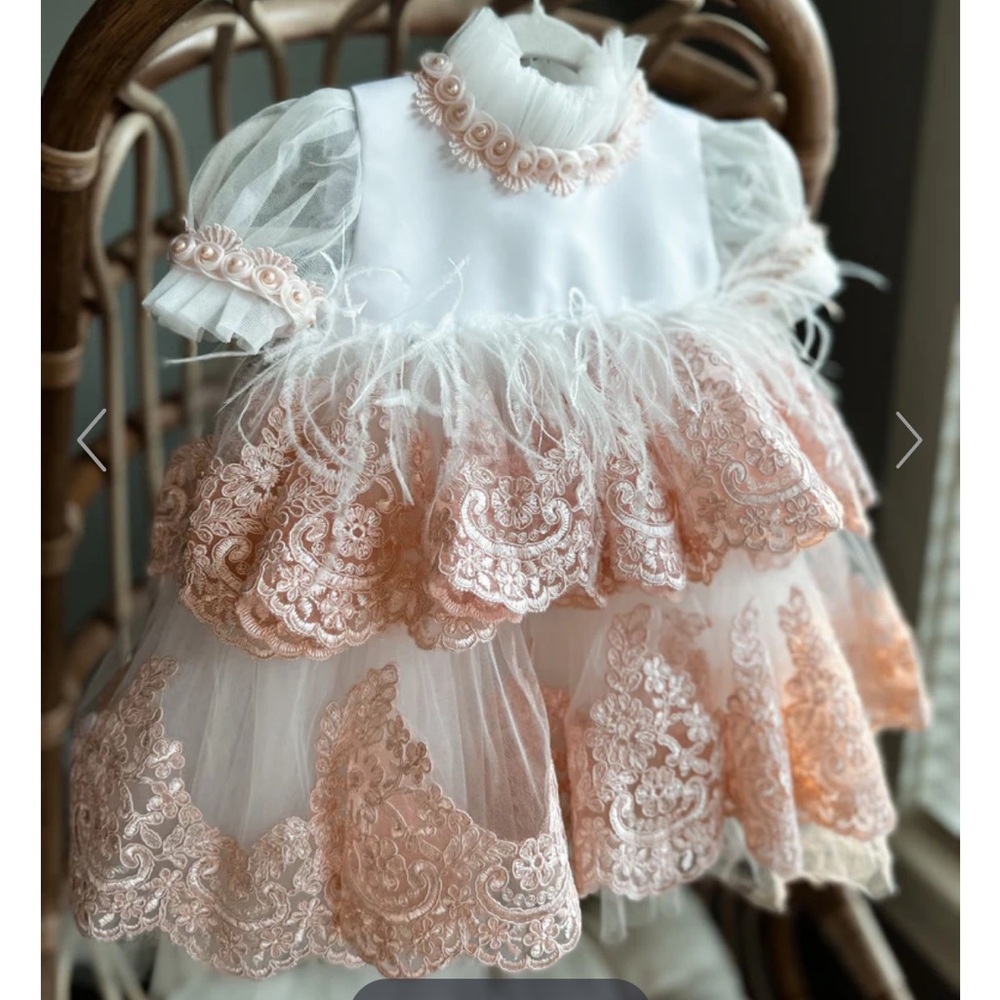 Petite Maison Kids Laila Embroidered Feather Dress with BOW